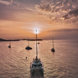 Breathtaking sunset in Mykonos town