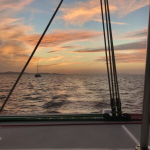 Sunset colors of Mykonos island